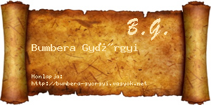 Bumbera Györgyi névjegykártya